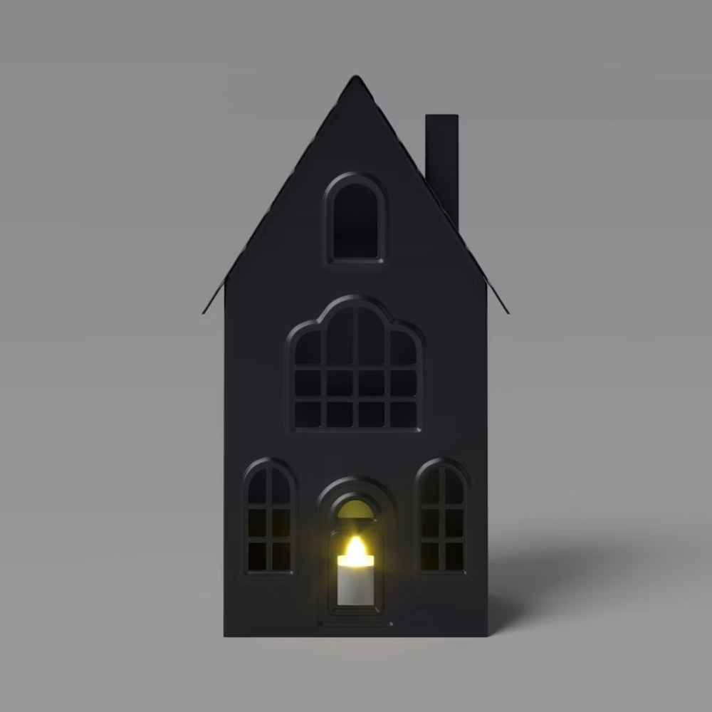 11" Lit Metal Black Halloween House - Hyde & EEK!